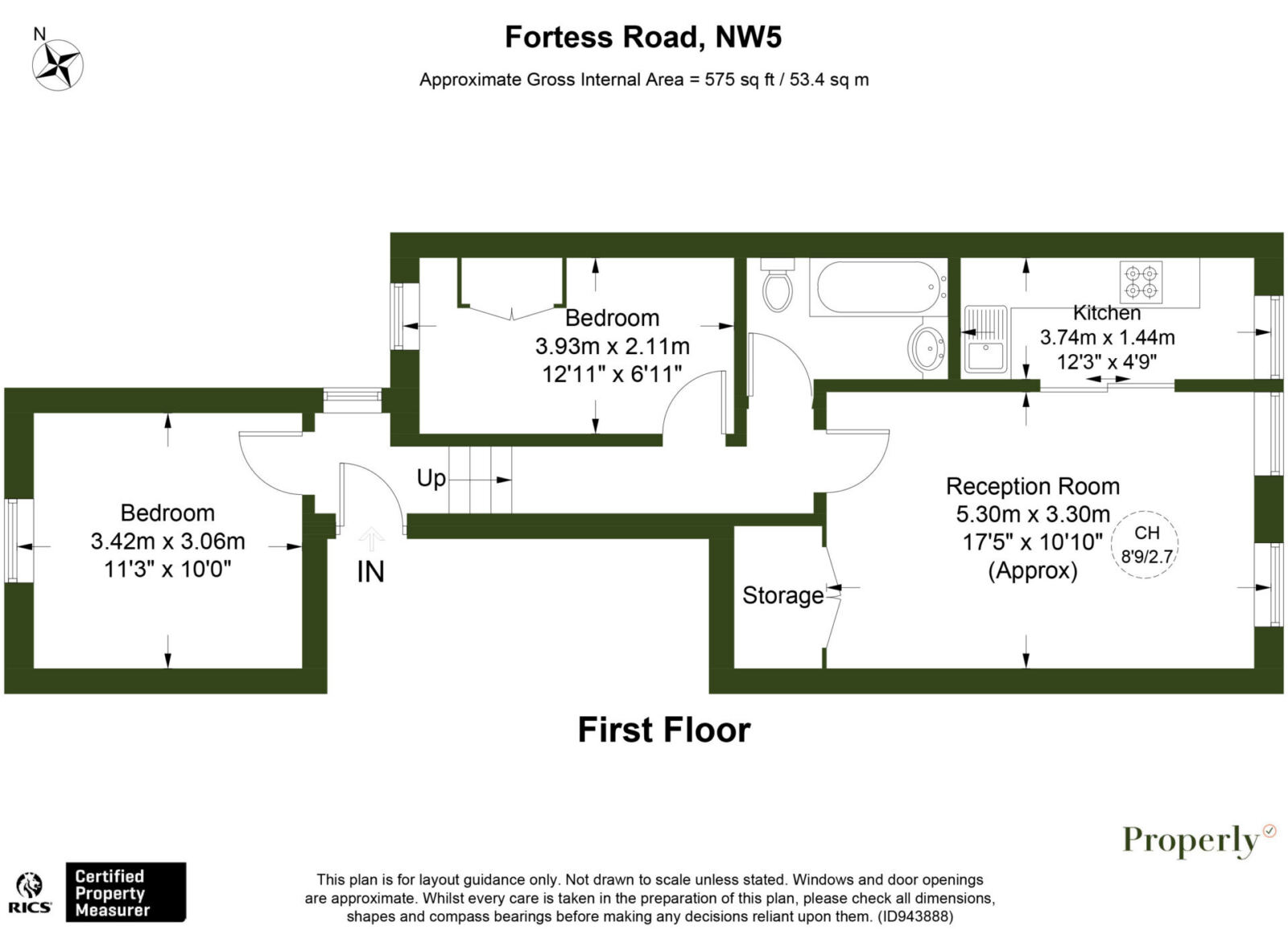Floorplan for Fortess Road, Kentish Town, London, NW5