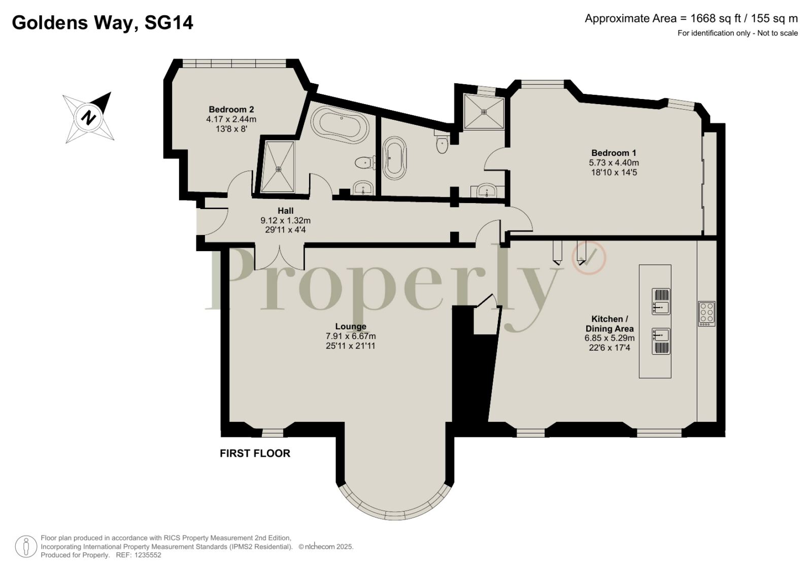 Floorplan for Goldings Hall,  Waterford, Hertford, SG14