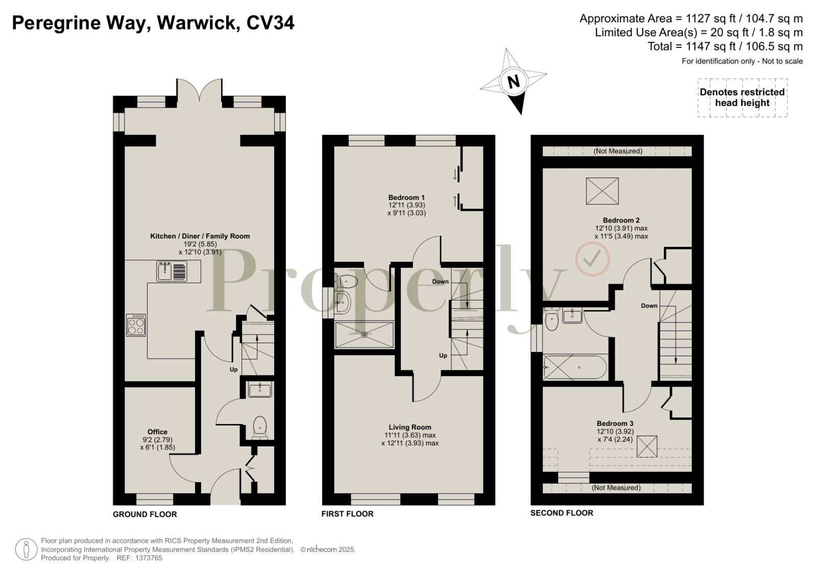 Floorplan for Peregrine Way, Warwick – Stunning 3 Bed Townhouse on Sought After Heathcote Development