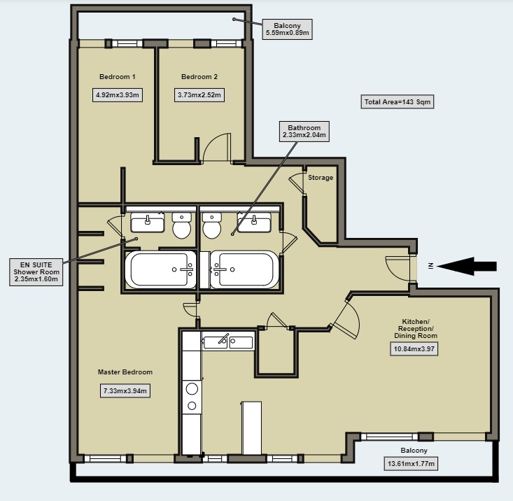 Floorplan for Heritage Avenue, Curtiss House, NW9