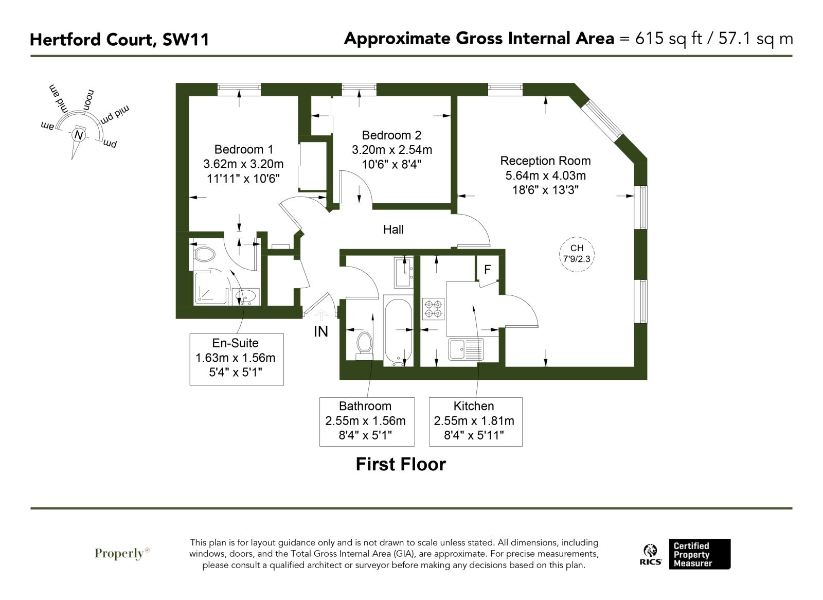 Floorplan for 45 Falcon Road, Hertford Court, SW11